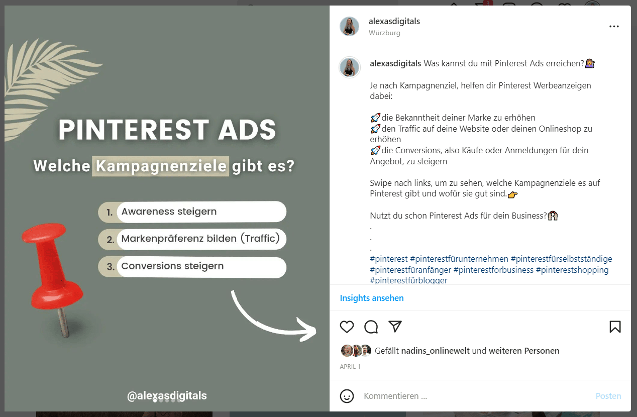 Instagram Post Pinterest Kampagnen