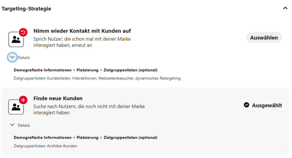 Pinterest Ads Targeting Optionen